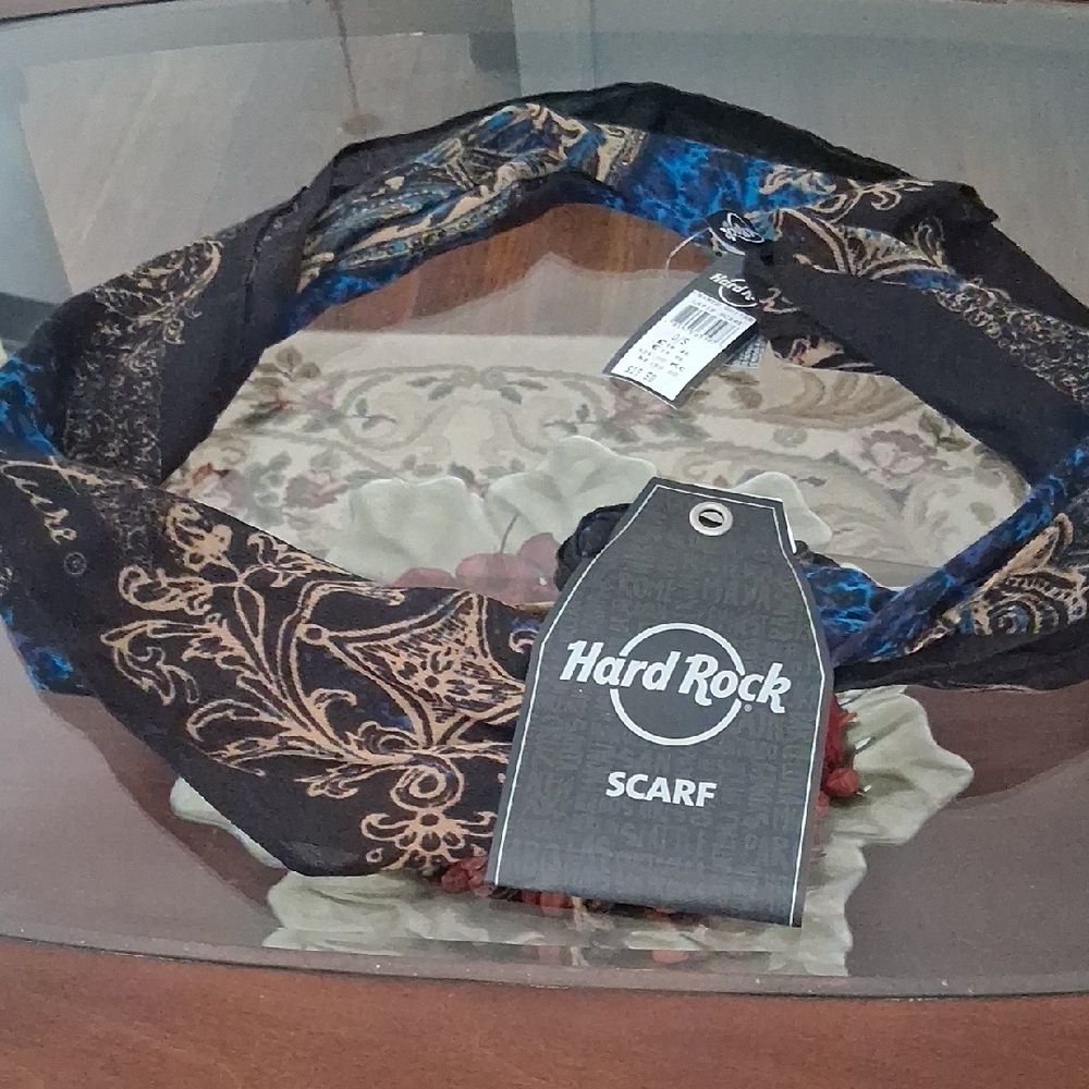 Hard Rock Cafe Black and Blue Paisley Scarf